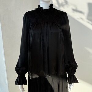 Designer Jill Stuart Classic Black Silk Turtle Neck